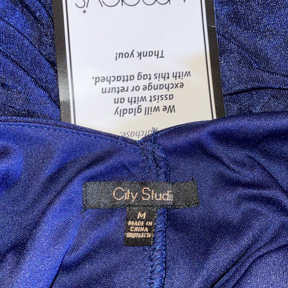 NWT.  City Studio Navy Blue slim evening gown.  Size M - Picture 7 of 9